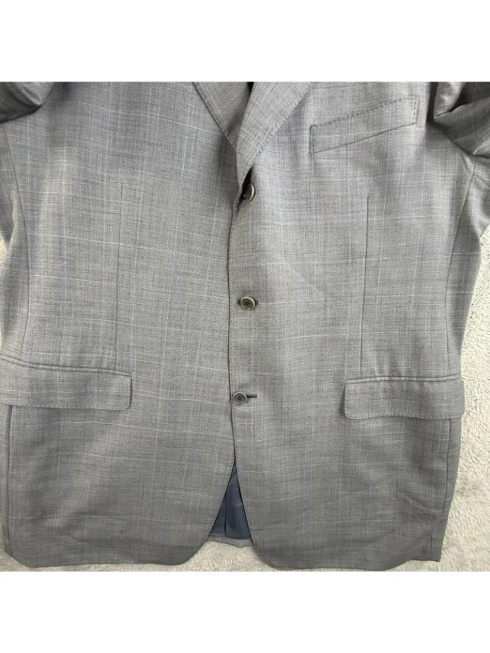 Canali Suit Jacket Mens EU 58 Gray Check Super 120s Wool Made Italy Sport Coat